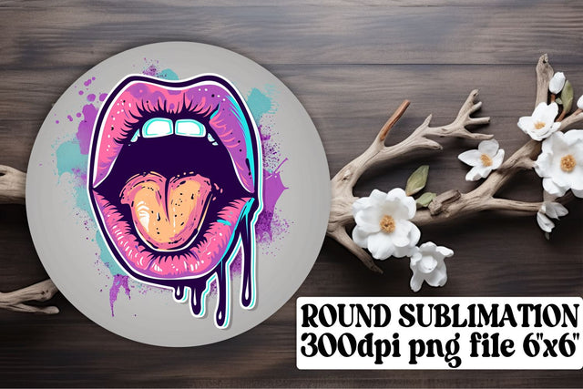 Chic Lips Accessories Pack: 3D Woman Lips Sublimation Circle & Coaster Sublimation afrosvg 