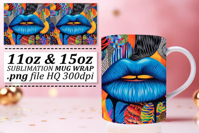 Chic Lips Mug Wrap 11oz 15oz Sublimation afrosvg 