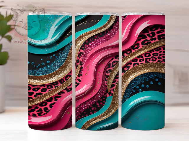 Chic Pink Agate Leopard Print Tumbler, Glam Animal Print Wrap, 20oz Tumbler Sublimation, Sparkling Stone Safari Design, Chic Leopard Marble Tumbler, Elegant Wild Wrap, Luxe Agate Sublimation Sublimation Lara' s Designs 