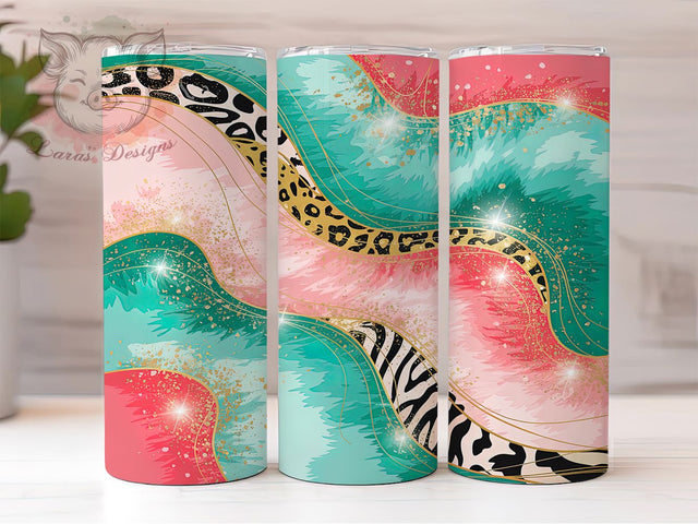 Chic Pink Agate Leopard Print Tumbler, Glam Animal Print Wrap, 20oz Tumbler Sublimation, Sparkling Stone Safari Design, Chic Leopard Marble Tumbler, Elegant Wild Wrap, Luxe Agate Sublimation Sublimation Lara' s Designs 