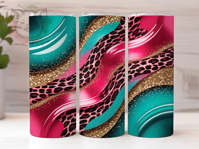 Chic Pink Agate Leopard Print Tumbler, Glam Animal Print Wrap, 20oz Tumbler Sublimation, Sparkling Stone Safari Design, Chic Leopard Marble Tumbler, Elegant Wild Wrap, Luxe Agate Sublimation Sublimation Lara' s Designs 