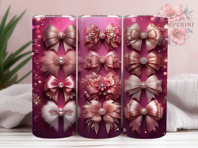 Chic Romantic Coquette Bow Tumbler, Romantic Ribbon Pattern, Chic Coquette Design, 20Oz Sublimation Wrap, Stylish Bow Art, Elegant Coquette Texture, Tumbler Sublimation Sublimation Li Zamperini 