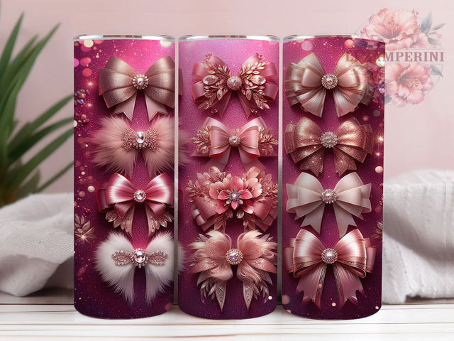 Chic Romantic Coquette Bow Tumbler, Romantic Ribbon Pattern, Chic Coquette Design, 20Oz Sublimation Wrap, Stylish Bow Art, Elegant Coquette Texture, Tumbler Sublimation Sublimation Li Zamperini 