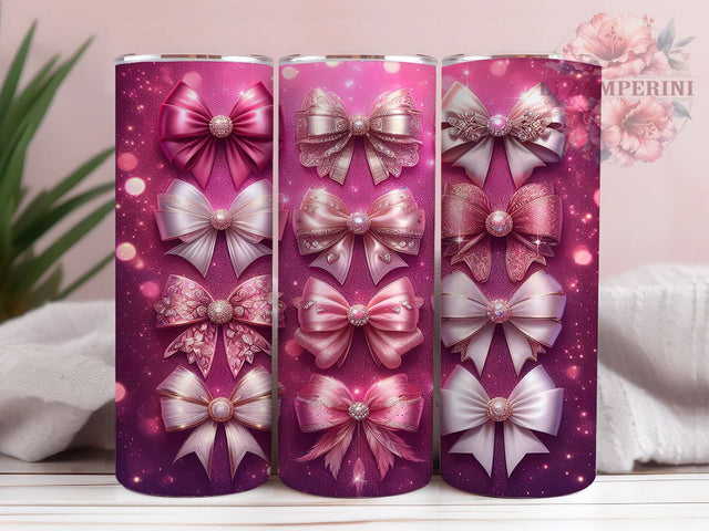 Chic Romantic Coquette Bow Tumbler, Romantic Ribbon Pattern, Chic Coquette Design, 20Oz Sublimation Wrap, Stylish Bow Art, Elegant Coquette Texture, Tumbler Sublimation Sublimation Li Zamperini 