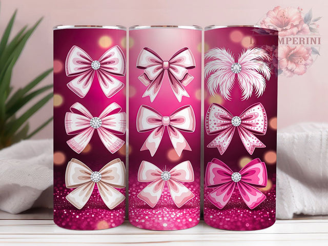 Chic Romantic Coquette Bow Tumbler, Romantic Ribbon Pattern, Chic Coquette Design, 20Oz Sublimation Wrap, Stylish Bow Art, Elegant Coquette Texture, Tumbler Sublimation Sublimation Li Zamperini 