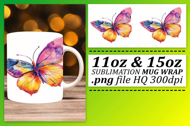 Chic Spring Butterfly Mug Wrap: Playful Patterns Sublimation afrosvg 