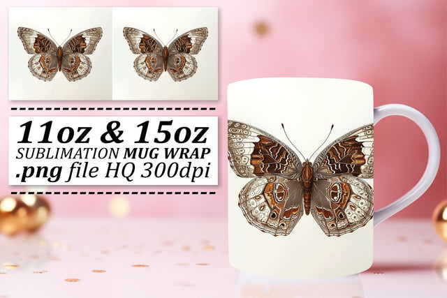 Chic Spring Butterfly Mug Wrap: Springtime Beauty Sublimation afrosvg 