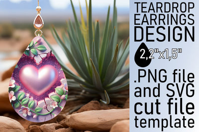 Chic sublimation file, great for custom earrings! , 3D Heart Sublimation afrosvg 