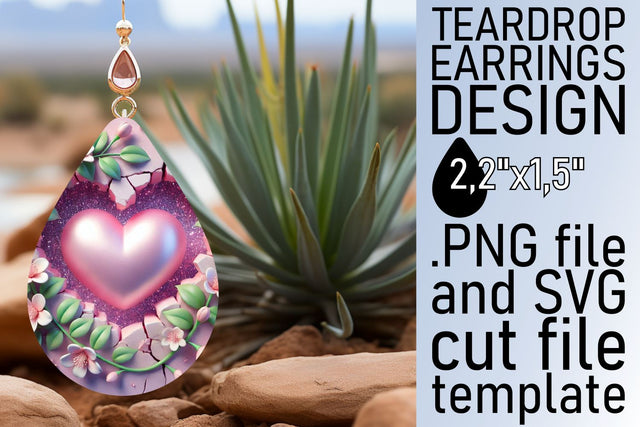 Chic sublimation file, great for custom earrings! , 3D Heart Sublimation afrosvg 