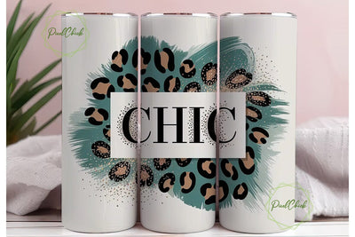 Chic Teal Leopard 20oz Tumbler Wrap Sublimation PixelChick 