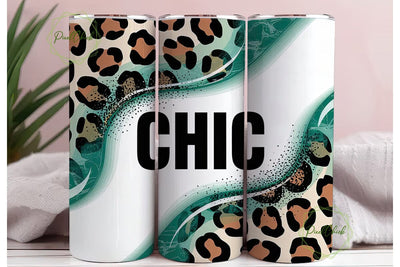 Chic Teal Leopard 20oz Tumbler Wrap Sublimation PixelChick 
