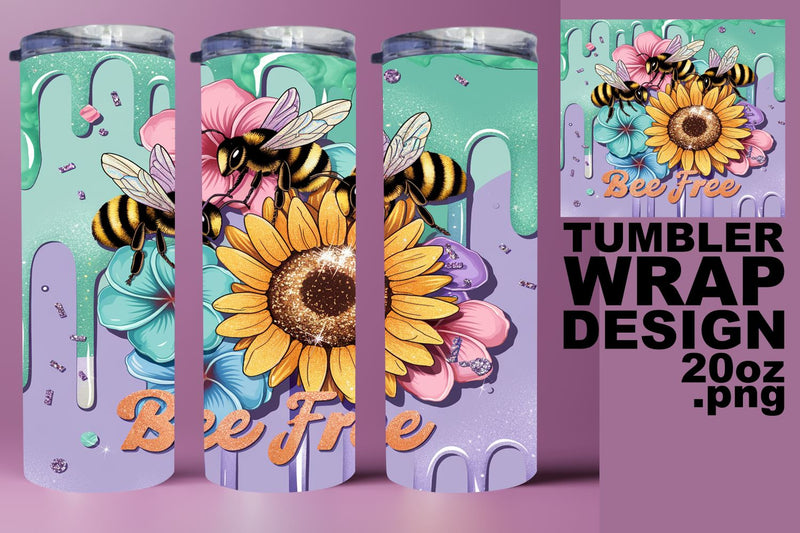 Chic tumbler design, perfect for DIY adventures! , Bee Sublimation HoodArtCraft 