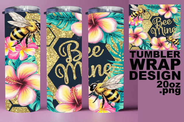 Chic tumbler wrap, easy PNG for creative projects! , Bee Sublimation HoodArtCraft 