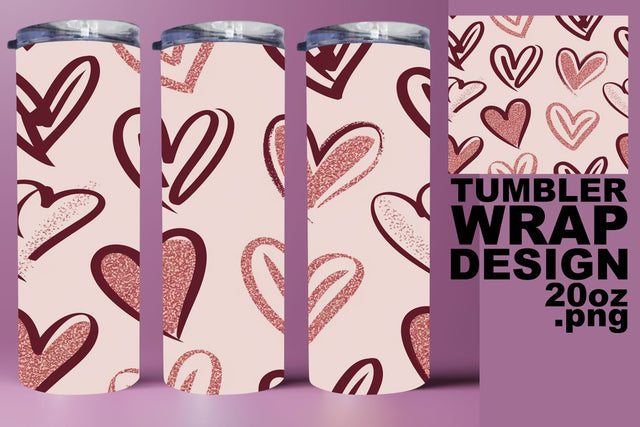 Chic tumbler wrap, perfect for personalized designs! , Heart Sublimation HoodArtCraft 