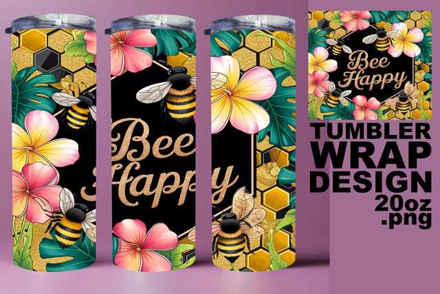 Chic tumbler wrap, perfect for unique drinkware! , Bee Sublimation HoodArtCraft 