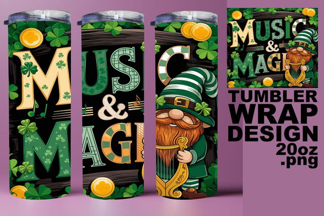 Chic tumbler wrap, perfect for unique drinkware! , St Patrick Sublimation HoodArtCraft 