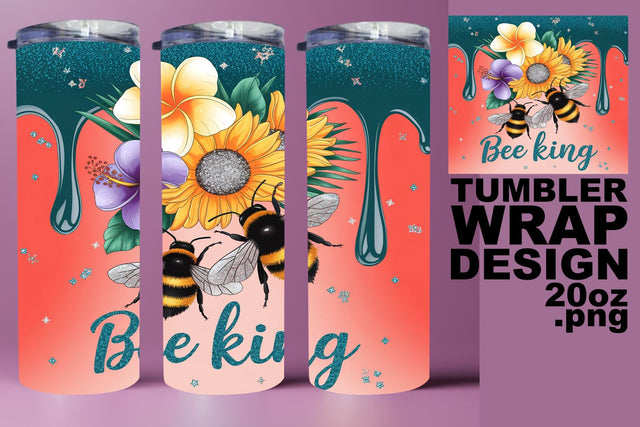 Chic tumbler wrap, vibrant PNG for drinkware projects! , Bee Sublimation HoodArtCraft 