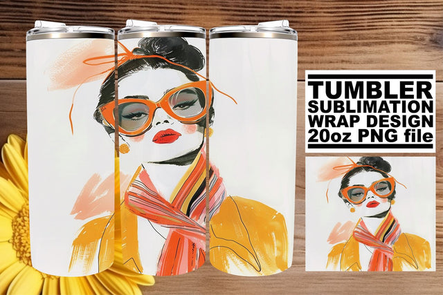 Chic Watercolor Lady Tumbler Wrap - Sublimation 20oz Sublimation afrosvg 