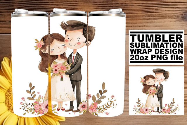 Chic Watercolor Wedding Tumbler: Eternal Love 20oz Edition Sublimation afrosvg 