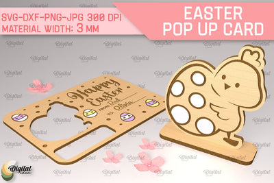 Chick Easter Pop Up Card SVG. Greeting Easter Card Laser Cut SVG Evgenyia Guschina 