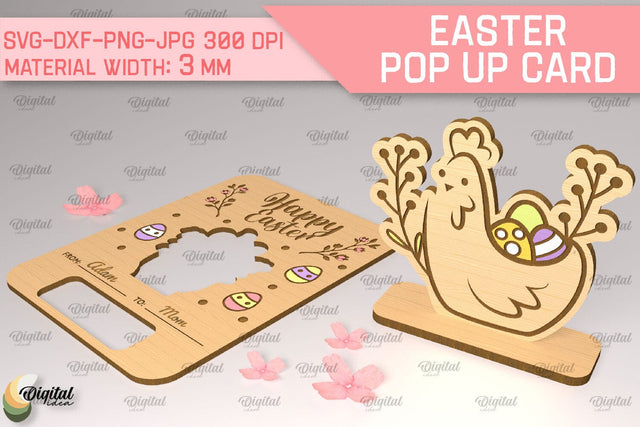 Chick Easter Pop Up Card SVG. Greeting Easter Card Laser Cut SVG Evgenyia Guschina 