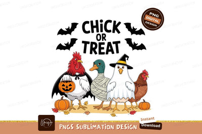 Chick or treat Halloween poultry chicken duck Sublimation Designangry 