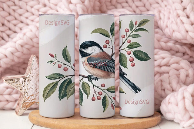 Chickadee Bird 20oz Tumbler Wrap Sublimation DesignSVG 