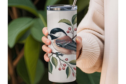 Chickadee Bird 20oz Tumbler Wrap Sublimation DesignSVG 
