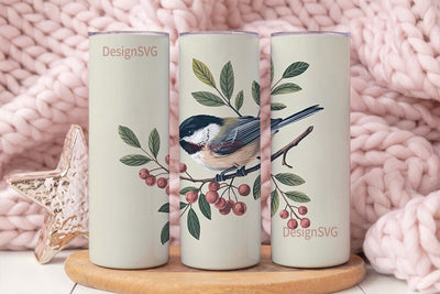 Chickadee Bird 20oz Tumbler Wrap Sublimation DesignSVG 