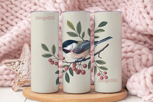 Chickadee Bird 20oz Tumbler Wrap Sublimation DesignSVG 