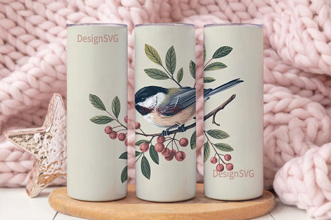 Chickadee Bird 20oz Tumbler Wrap Sublimation DesignSVG 