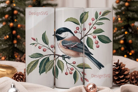 Chickadee Bird 20oz Tumbler Wrap Sublimation DesignSVG 
