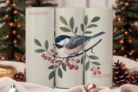 Chickadee Bird 20oz Tumbler Wrap Sublimation DesignSVG 