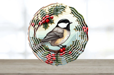 Chickadee Bird Christmas Wind Spinner Design Sublimation Regulrcrative 