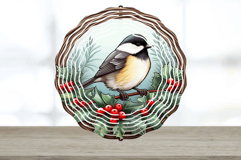 Chickadee Bird Christmas Wind Spinner Design Sublimation Regulrcrative 