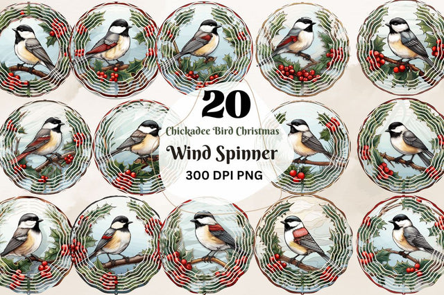 Chickadee Bird Christmas Wind Spinner Design Sublimation Regulrcrative 