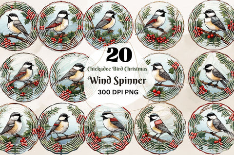 Chickadee Bird Christmas Wind Spinner Design Sublimation Regulrcrative 
