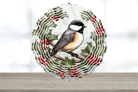Chickadee Bird Christmas Wind Spinner Design Sublimation Regulrcrative 