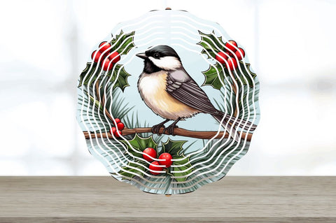 Chickadee Bird Christmas Wind Spinner Design Sublimation Regulrcrative 