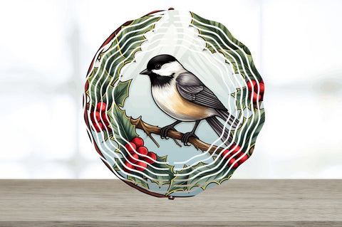 Chickadee Bird Christmas Wind Spinner Design Sublimation Regulrcrative 