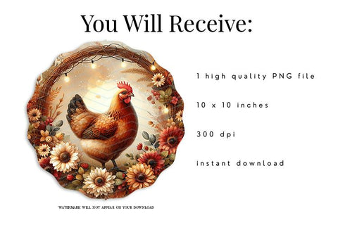 Chicken 10 Inch Wind Spinner Sublimation PNG Sublimation BijouBay 