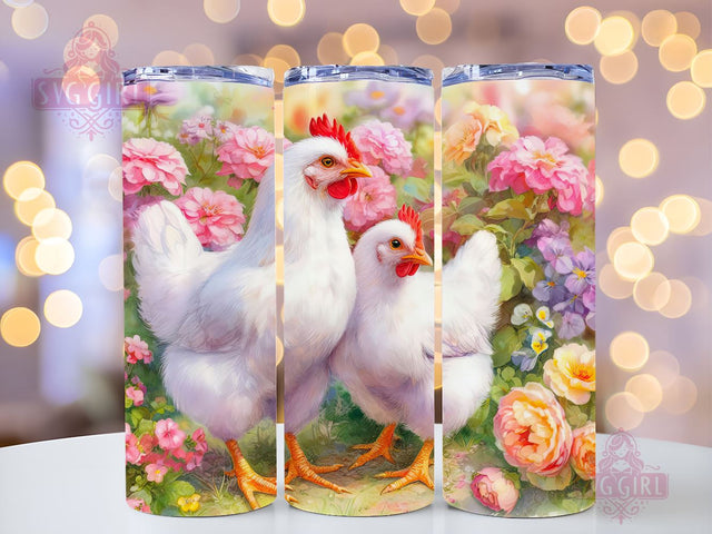 Chicken 20oz Skinny Tumbler Sublimation Design, Rooster Digital Download PNG Instant, Farm Chickens Tumbler PNG Sublimation SvggirlplusArt 