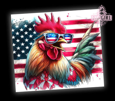 Chicken American Flag 20oz Tumbler Wrap Sublimation Design, Straight Tapered Tumbler Wrap, 4th of July Tumbler Png, Instant Digital Download Sublimation SvggirlplusArt 