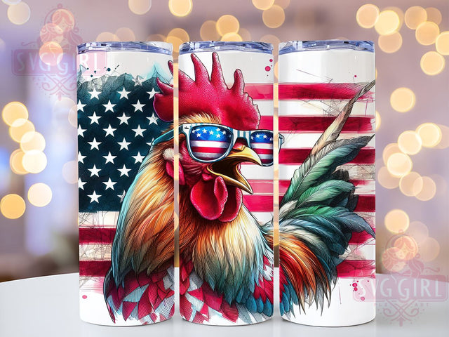 Chicken American Flag 20oz Tumbler Wrap Sublimation Design, Straight Tapered Tumbler Wrap, 4th of July Tumbler Png, Instant Digital Download Sublimation SvggirlplusArt 