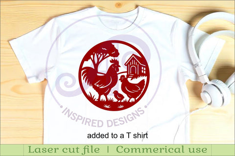 Chicken and Rooster farm scene wall sign, SVG file. SVG APInspireddesigns 