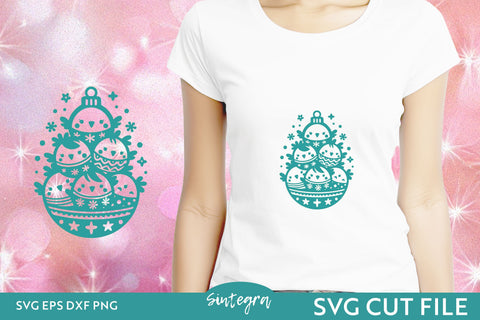 Chicken Christmas Balls SVG Cut Files v1 SVG Sintegra 