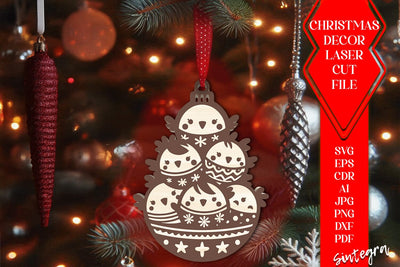 Chicken Christmas Balls SVG Laser Cut Files v1 SVG Sintegra 