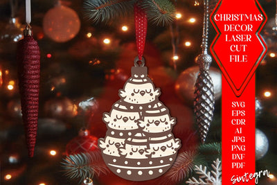 Chicken Christmas Balls SVG Laser Cut Files v2 SVG Sintegra 