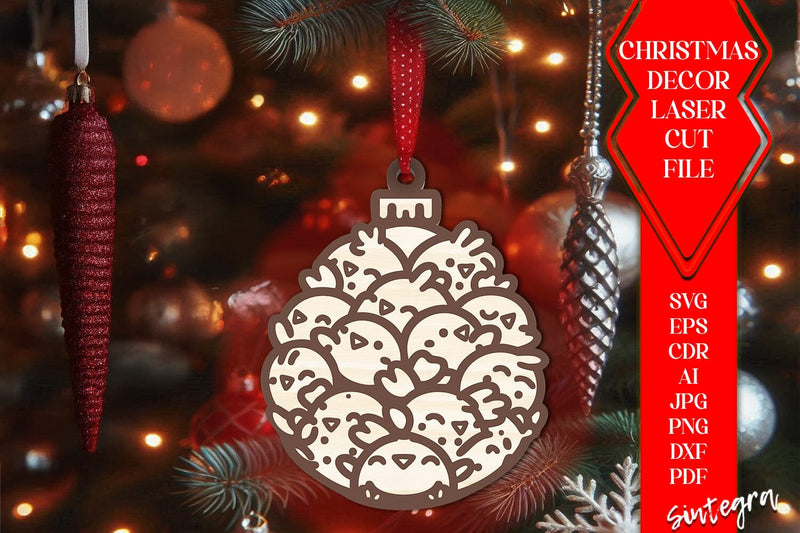 Chicken Christmas Balls SVG Laser Cut Files v3 SVG Sintegra 
