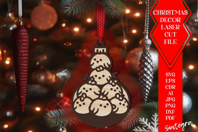 Chicken Christmas Balls SVG Laser Cut Files v4 SVG Sintegra 